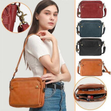 (Brown) Three-Layer Shoulder Bag Vegan Leather Multiple Compartments Handbag Purses Satchel Hobo Clutch For Women