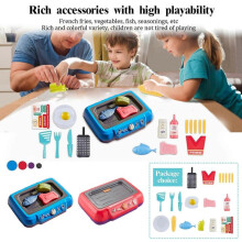 (red) Kids Pretend Play Gourmet Cooking Box Water Fryer,Simulation Cooking Toys Set