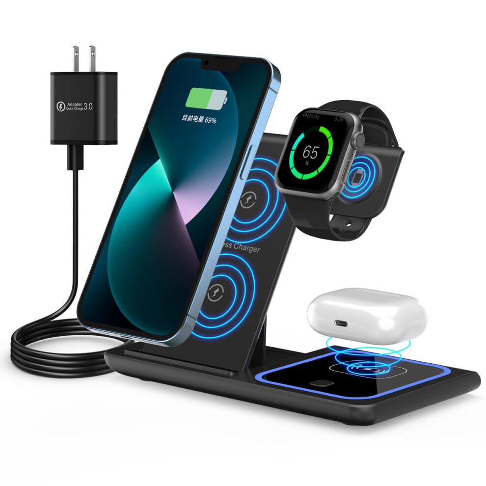 Foldable Magnetic Wireless Charger Charging Station For Iphone Iwatch Airpods 798135965119