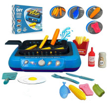 (blue) Kids Pretend Play Gourmet Cooking Box Water Fryer,Simulation Cooking Toys Set