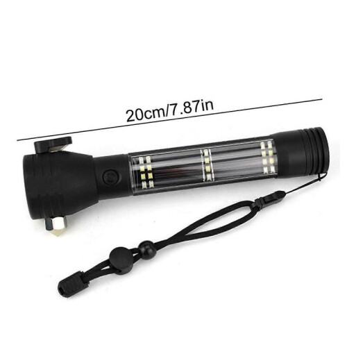(Black) Solar Power LED Flashlight 1800 Lumen LED Tactical Flashligh 1