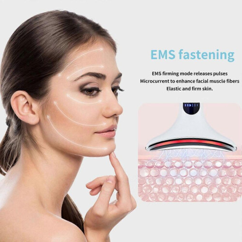 (White) Neck Face Lifting Massager Beauty Machine 3 LED Photon Therapy Massage Device 1
