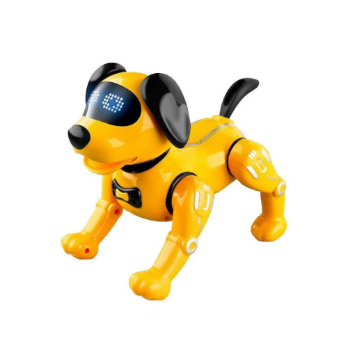 (Yellow) RC Robot Dog Toy for Kids with Voice, Walking/Dancing/Interactive Robots
