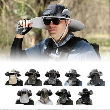 (Black) Men Sun Hat with 1/2 Solar Fan Fishing Hats Wide Brim Sun Hat for Summer Camping