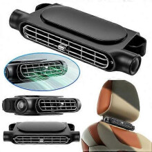 (Black) 2024 in Car Rear Seat USB Plug-In Twin Turbo 3-Speed Car Rear Headrest Seat Bladeless Fan