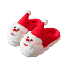 (44-45, red) Women Men Santa Claus Slippers Thick Sole Plush Slippers Indoor Home Shoes