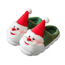 (44-45, green) Women Men Santa Claus Slippers Thick Sole Plush Slippers Indoor Home Shoes