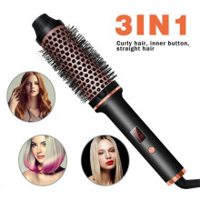 (EU) 3-in-1 Ionic Hair Curler Straightener Brush Anti-Scald Curling Iron Styling Tool