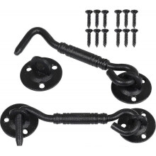 2pcs Cabin Hook, Window Bracket,door Latch Hook,stainless Steel Shed Latch,4 Inch(black)