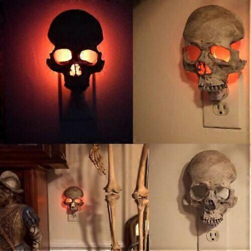 Human Skull Light - Halloween Handcrafted Skull Night Light, Gothic Candles Lamp Decor