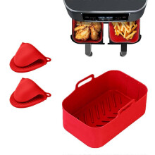 (red) Air Fryer Silicone Pot Reusable Air Fryer Baking Basket Non-stick Bakeware Accessories Kitchen Tools