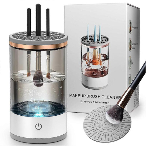 Makeup Brush Cleaner Machine with Makeup Brush Cleaner Mat for All Size Makeup Brush