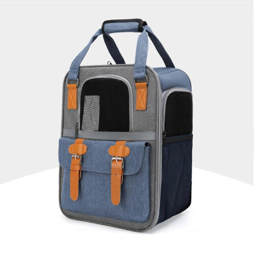 (Blue) Dog Cat Backpack Carrier, Expandable Pet Carrier Backpack for Travel Hiking 1