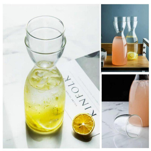 Clear Glass Cold Kettle Set Bedside Water Pitcher Retro Transparent Large Capacity 1