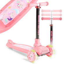 FableKids children scooter | city scooter pedal scooter | height-adjustable | foldable | LED wheels | pedal brake | kick scooter | flamingo