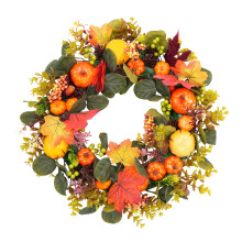 Artifici F upkin Mpe Lef Vintge Hween Wreth fr Frnt Dr F Decr 20in