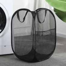 Collapsible Hamper Mesh Pop-Up Design with Dual Handles and Side Pocket for Laundry Rooms Square Mouth
