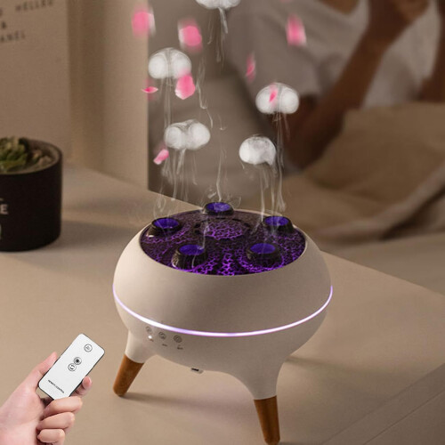 (White) 1pc Jellyfish Diffuser, 7 Color LED Dancing Jellyfish Essential Oil Diffuser with Remote Control, 250ML Silent Aromatherapy Diffuser