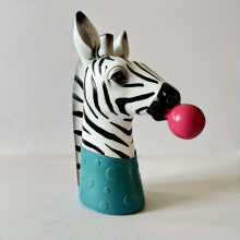 (Zebra) 1pc Unique Giraffe & Zebra Animal Decor Vase - Whimsical Resin Flower Holder with Pink Gum Ball