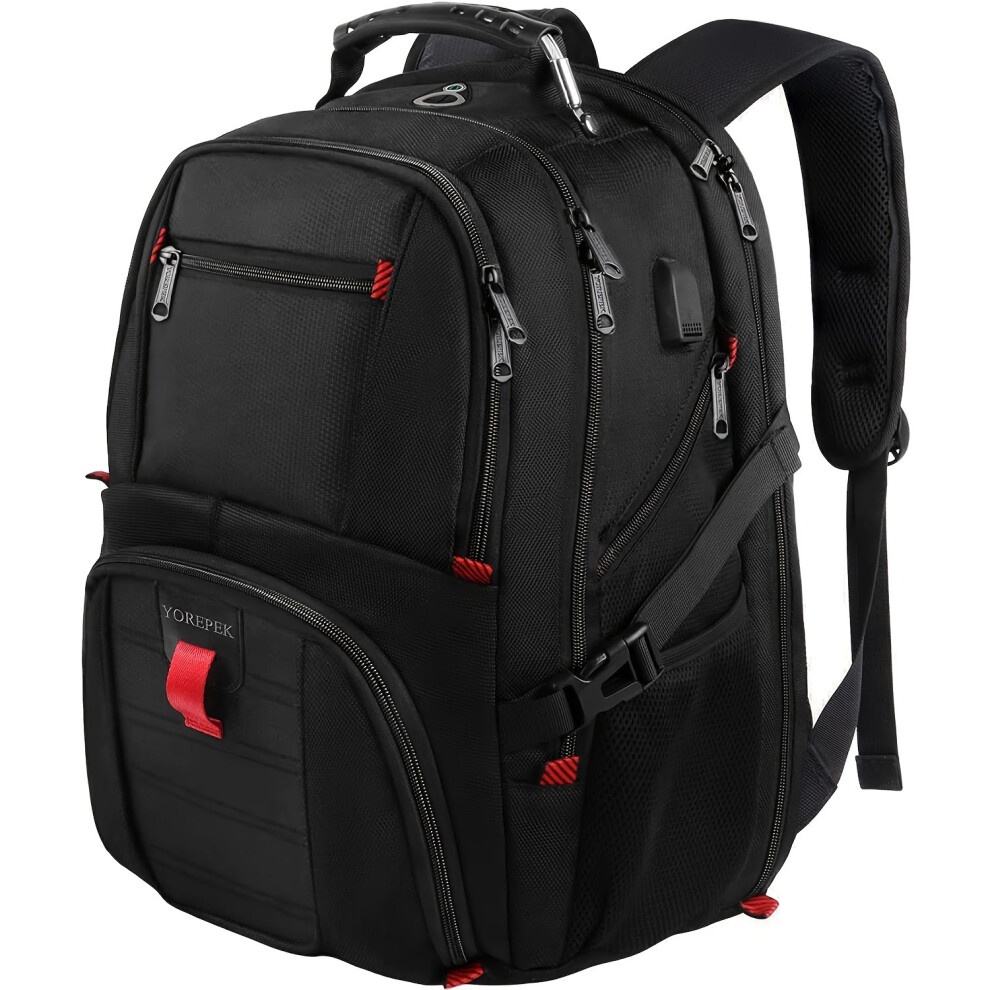 Srj Star (Black) Travel Backpack, Extra Large 50L Laptop Backpacks For Men Women, College Backpack Airline Approved Business Bag With Usb Charging Port Fits Black