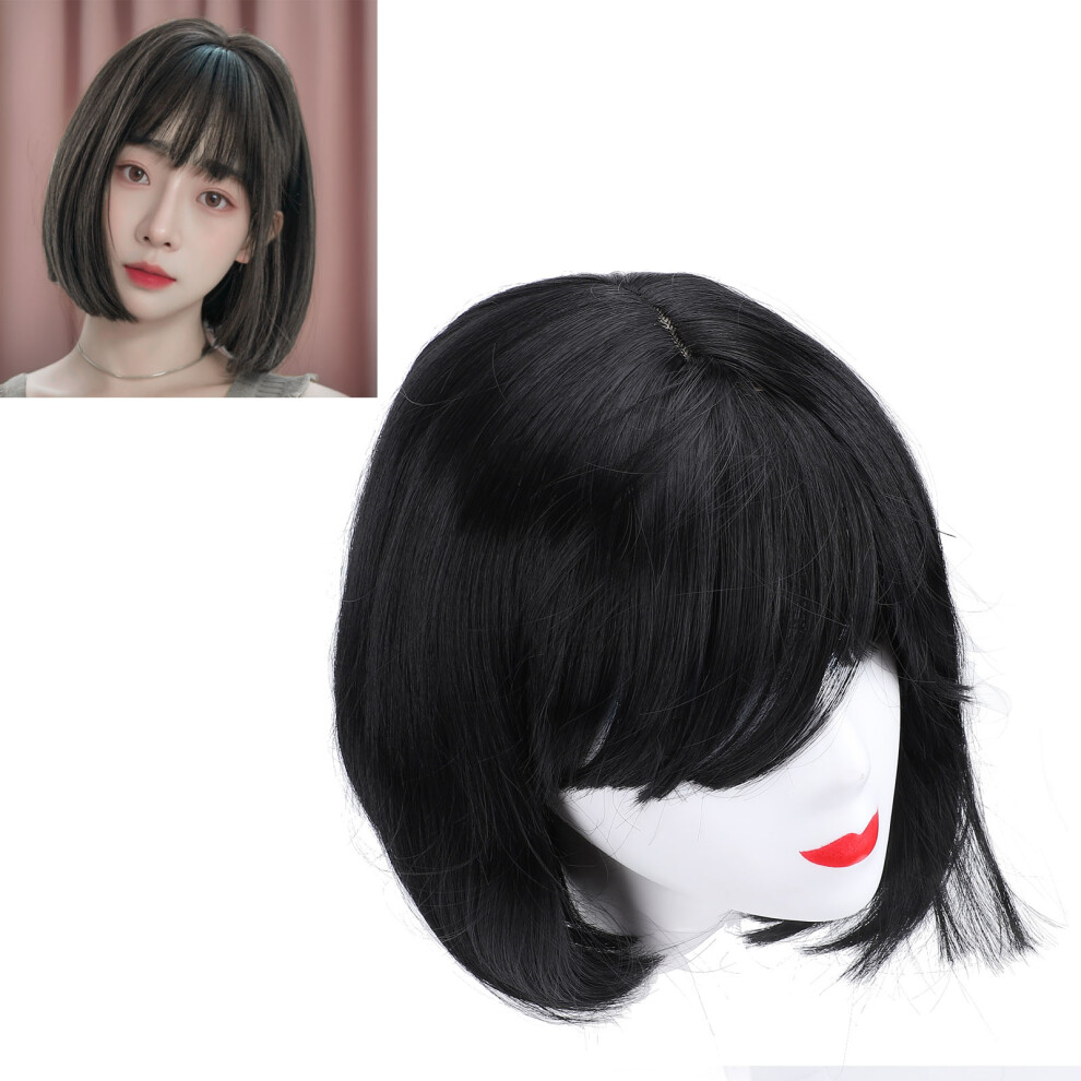 Bob Wig with Bangs Short Straight Black Synthetic W-381