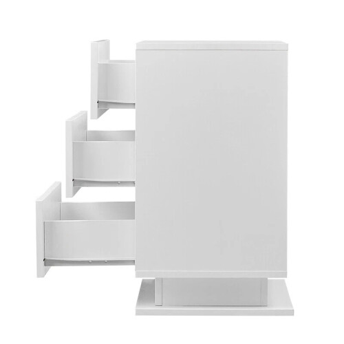 Modern High Gloss Bedside Table Drawer Nightstand with LED Lights & Storage 2