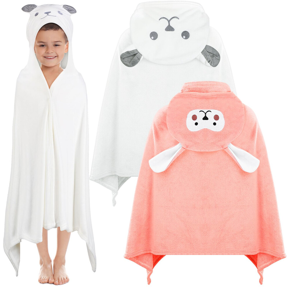 2 Pcs Large Hooded Bath Towel for Bathrobe Wrap 27.5 x 55 Inches