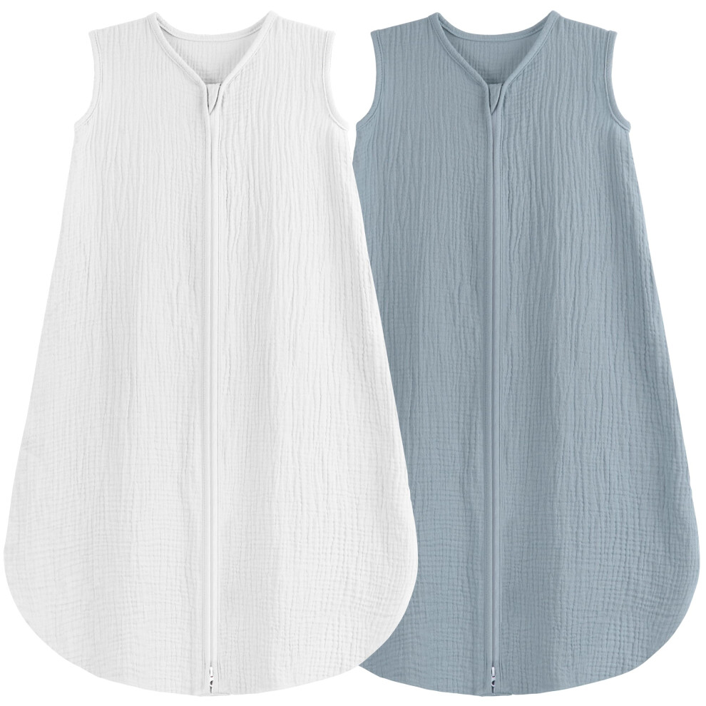 2 Pack Organic Cotton Muslin Baby Sleep Sack Wearable Blankets for Sleeping 12-18 Months