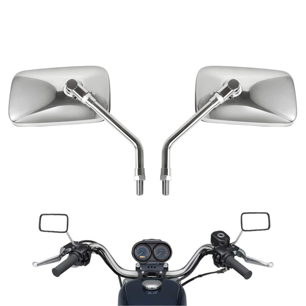 10 Mm Chrome Handlebar Rear View Side Mirrors For Harley Street Bike Cruiser Scooter 125Mm X 70Mm 943784897049