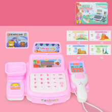 (Pink) Play Miniature Cash Register Toy Sound Light Function Store Interactive Kids