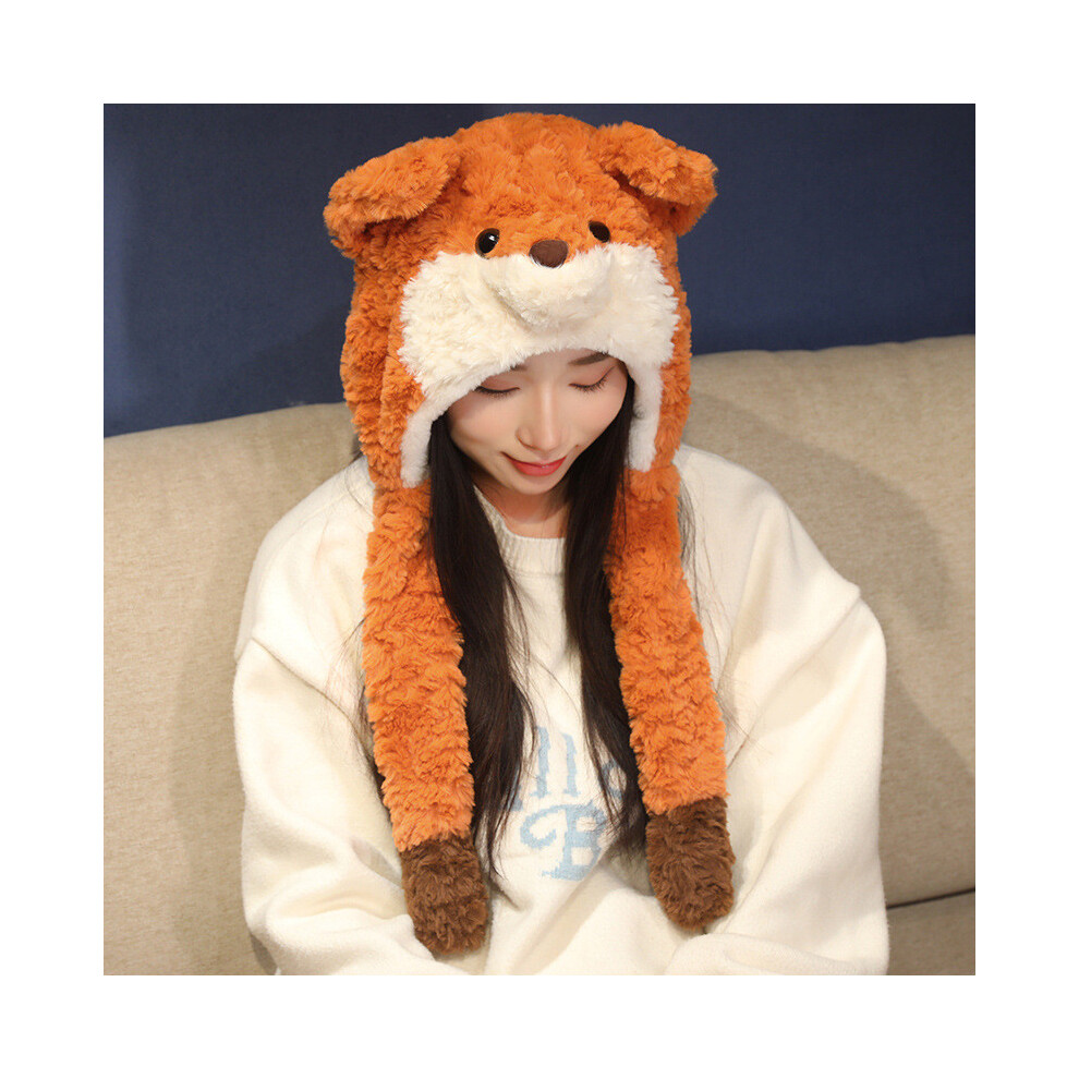 (Fox Hat) Animal Plush Cartoon Fox Backpack Moving Panda Hat For And Girls Collectors