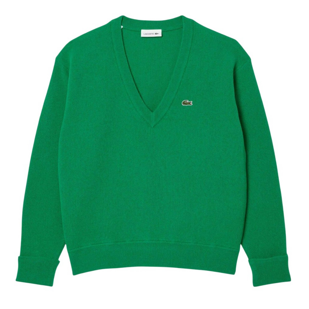 (10 UK, Green) Lacoste Womens/Ladies Carded Moss Stitch Relaxed Fit Jumper