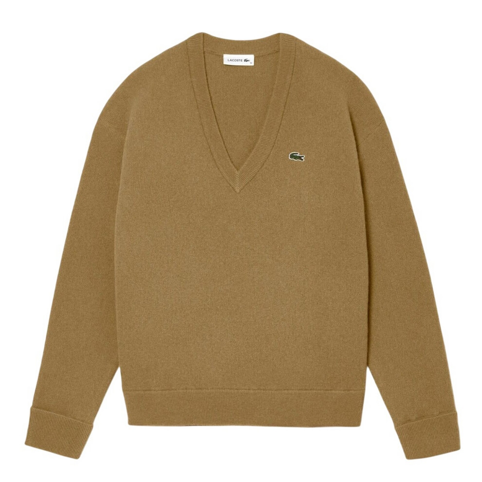 (10 UK, Brown) Lacoste Womens/Ladies Carded Moss Stitch Relaxed Fit Jumper