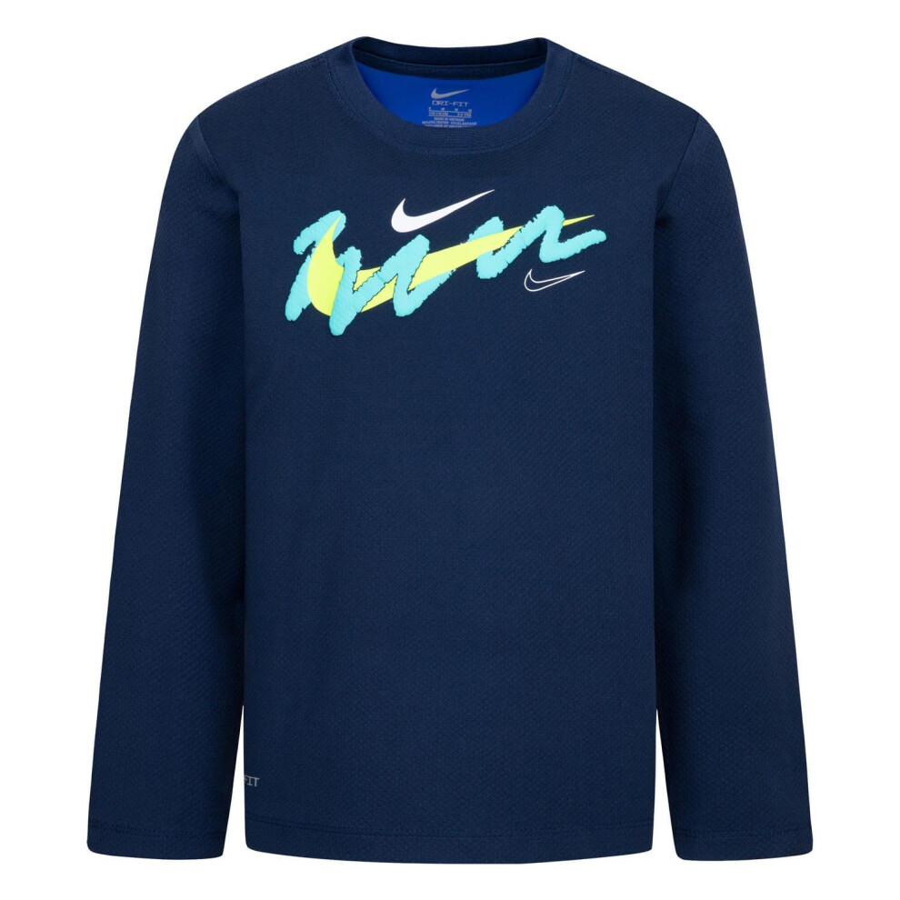 (4 Years, Navy) Nike Childrens/Kids Swoosh Dri-FIT T-Shirt