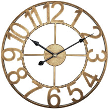Large Silent Non-Ticking Vintage Gold Metal Wall Clock for Patio Decor 24 Inch