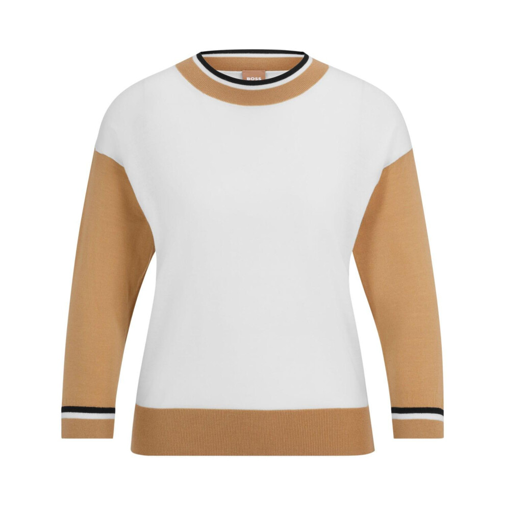 (8 UK, White/Brown) Boss Womens/Ladies Faragona Jumper