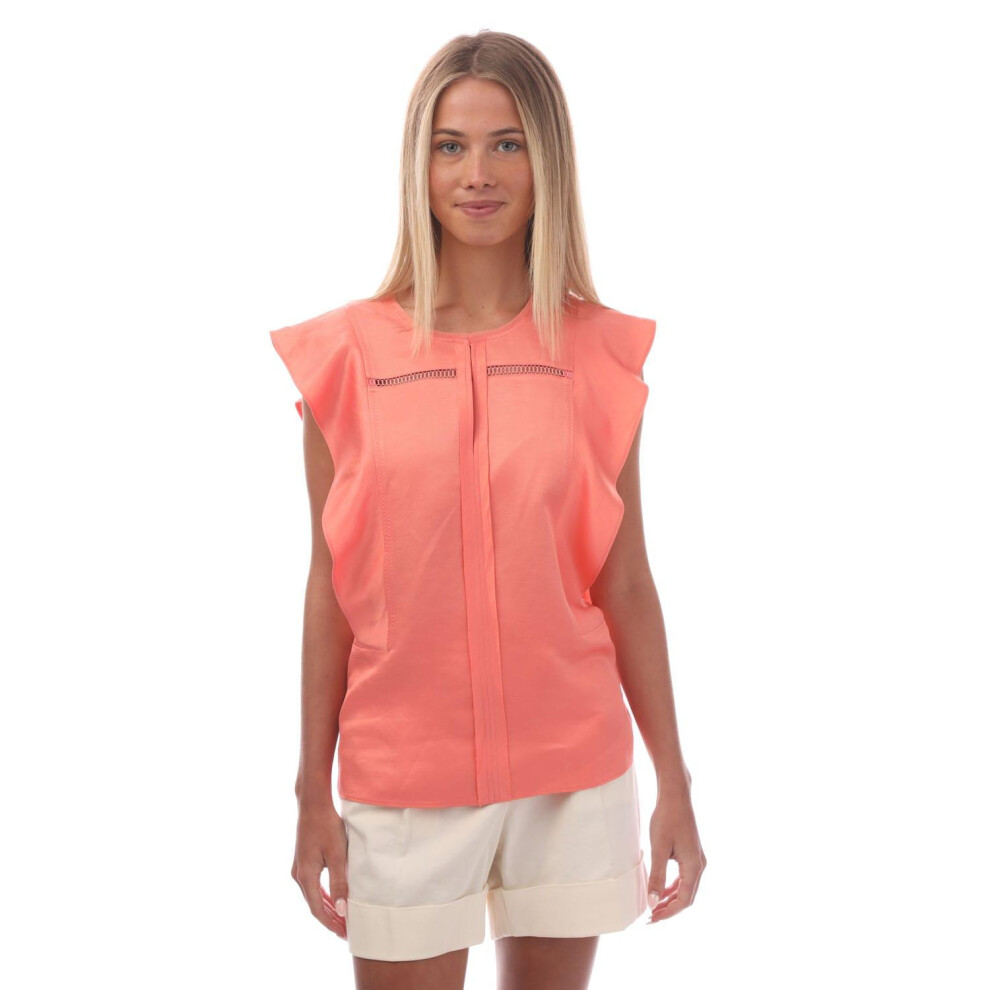 (10 UK, Coral) Boss Womens/Ladies Bileina Flutter Blouse