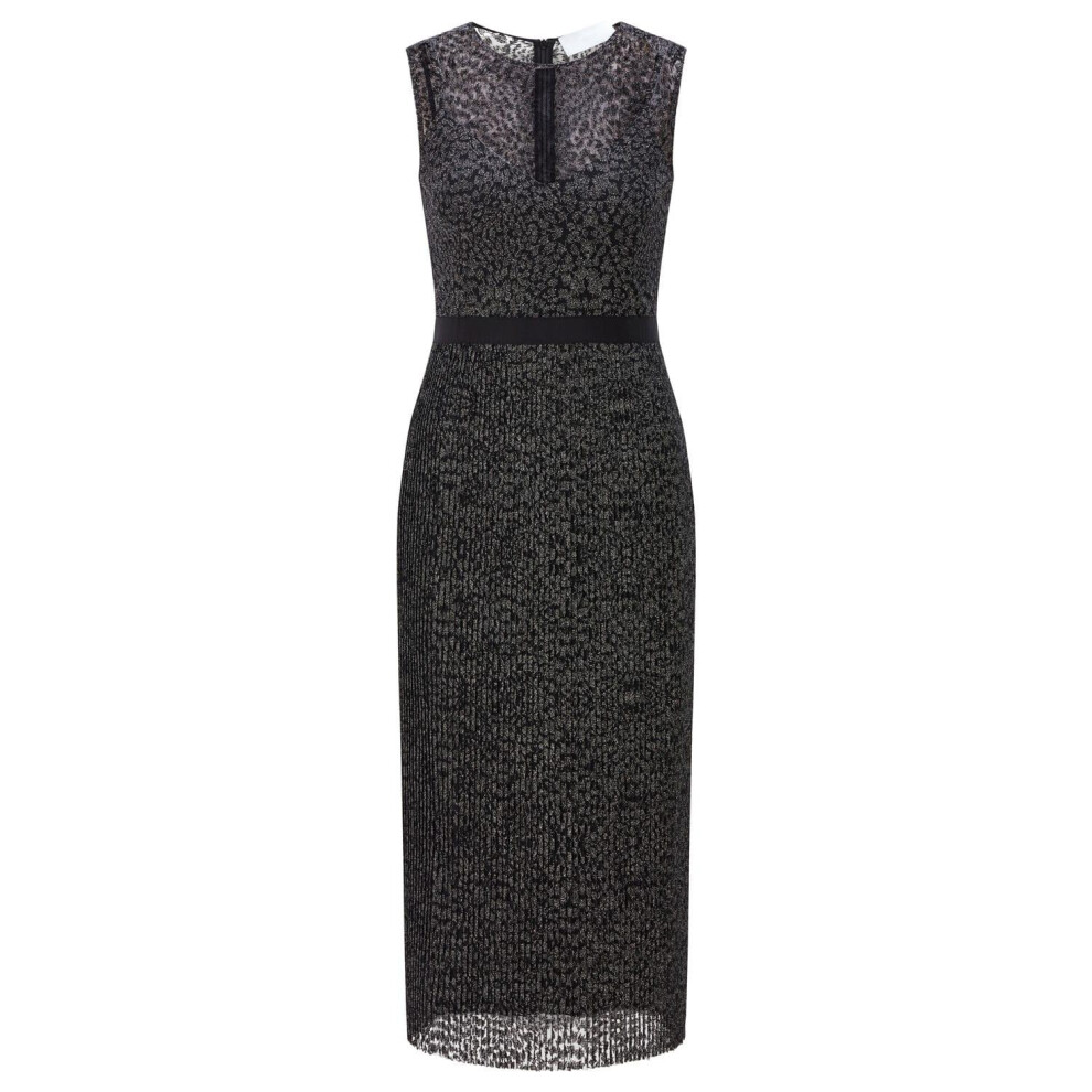 (10 UK, Black/Silver) Boss Womens/Ladies Delyra Midi Dress