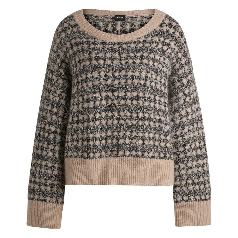 (S, Beige) Boss Womens/Ladies Fernade Knitted Jacquard Jumper