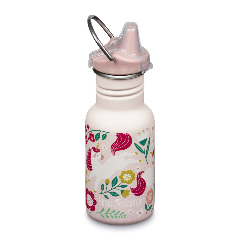 Klean Kanteen (Leaping Unicorns) Kids Sippy Bottle 355Ml - Narrow Design Bpa Free Stainless Steel