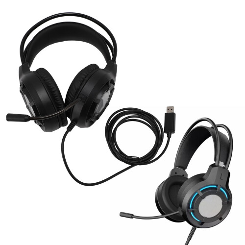 USB Gaming Headset 50mm RGB Light Wired Laptop PC
