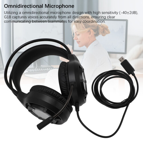USB Gaming Headset 50mm RGB Light Wired Laptop PC 2
