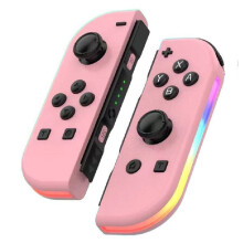 (Pink) Joy Wireless Game Controller Compatible Switch Led Joystick Gamepad Replacement