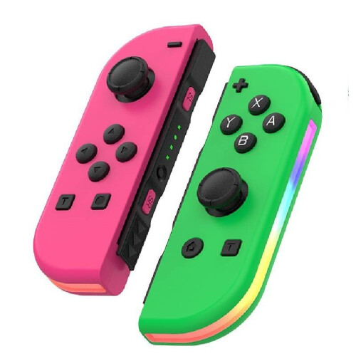 (Pink Green) Wireless Joy Game Controller Compatible Switch Led Joystick Gamepad Replacement