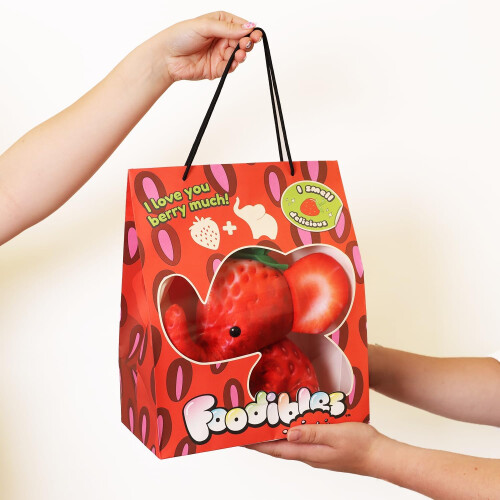 FOODIBLES Strawberry elephant soft cuddly plush toy 2