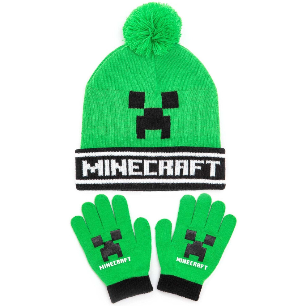 Minecraft Creeper Hat And Gloves Set