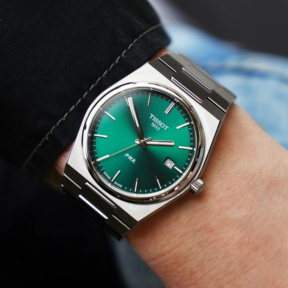 TISSOT T137.410.11.091.00 MENS WATCH SILVER STRAP GREEN DIAL