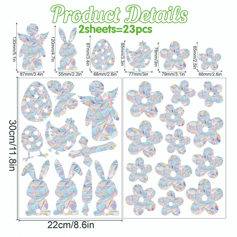 (30 (Easter Collection + Flowers)) Colorful window stickers rainbow prism various living room home decoration door and window anti-collision laser sta-image-OPC-PHY65FZ-NEW