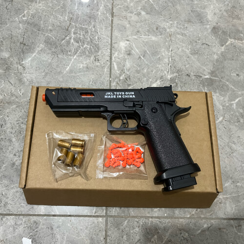(Black 6 shells   20 bullets) New Cool Eject Shell Toy Pistol, Suitable for Outdoor, Parent-Youngsters Game, Pull Trigger to Fire, Texture, Automatic Launching Toy Gun