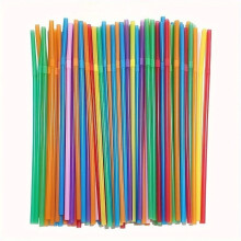(Assorted Colors*100) 100 Elastic Plastic Straws, Multicolor Bendable Fashion Straws for Various Occasions and Party Decorations – Suitable for Kitchen, Bar,